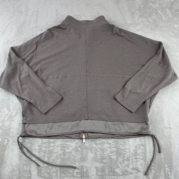 St John Jacket Women XL Grey Full Zip Active Long Sleeve Yellow Tag Gold Zipper - Picture 10 of 14